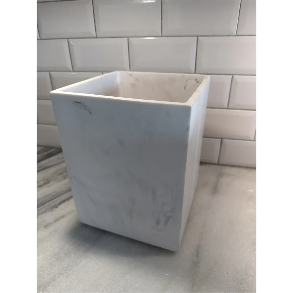 Kassatex Marmol Bathroom Waste Basket Marble Look Heavy 995